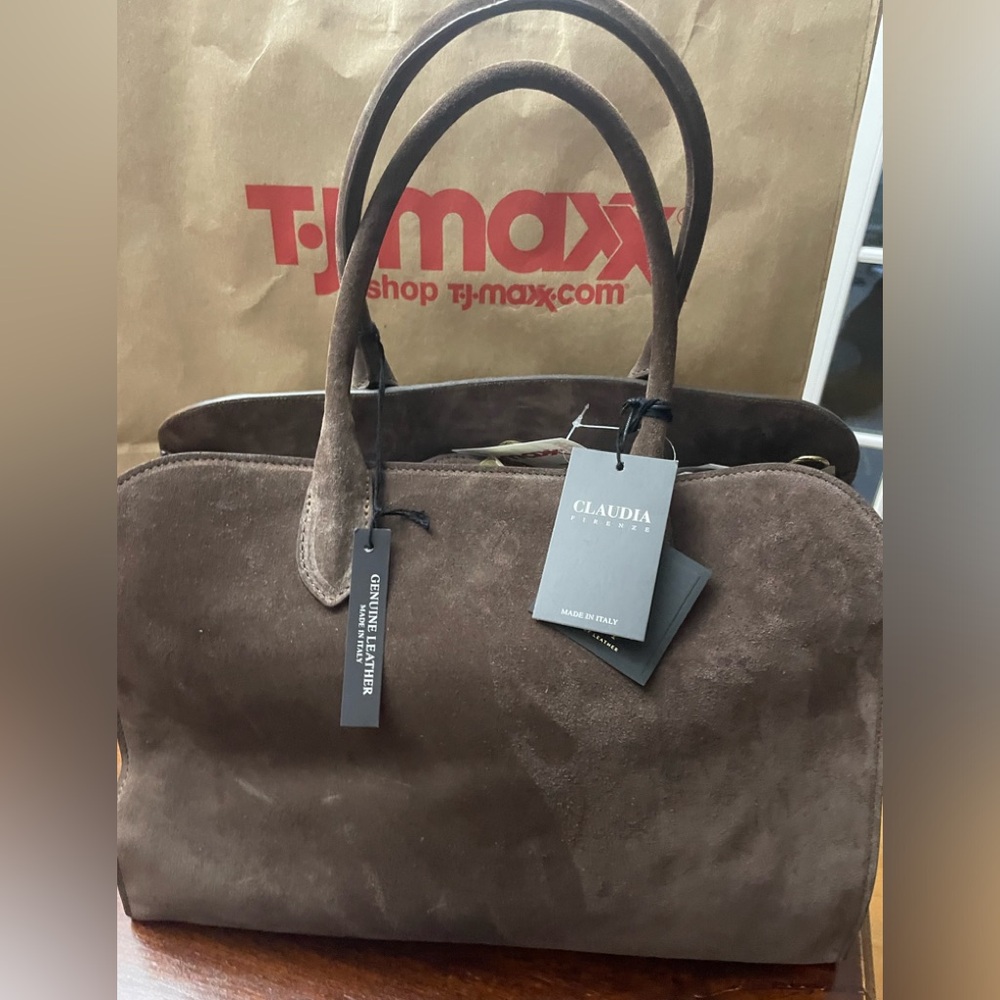 Viral Claudia Firenze Chocolate Brown Suede Row Margaux Style Bag